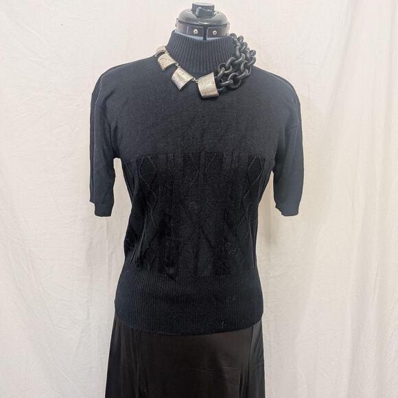 Vintage Evan-Picone 100% Silk Ribbed Mock-Turtleneck, Size L - Picture 1 of 8